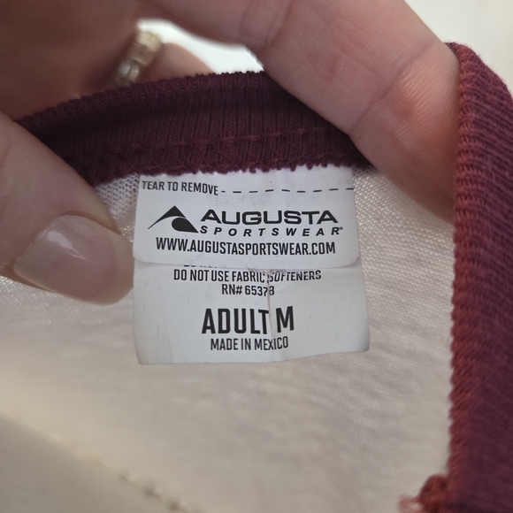 Augusta Sportswear Burgundy and White Tiger Raglan Tee - Picture 4 of 4